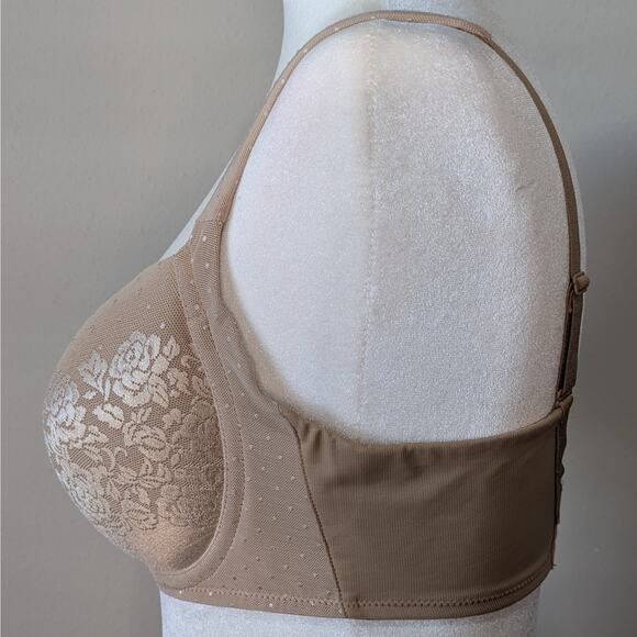 Soma Stunning Support Full Coverage Floral Lace Underwire Taupe Bra Size 32DD - Picture 3 of 9